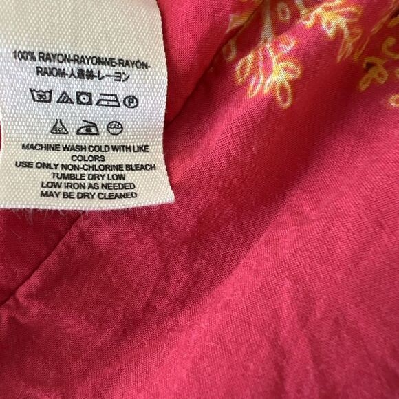 FREE PEOPLE Women Sz S Sunset Dreams Printed Red Tunic Ruffle Top - Picture 7 of 14